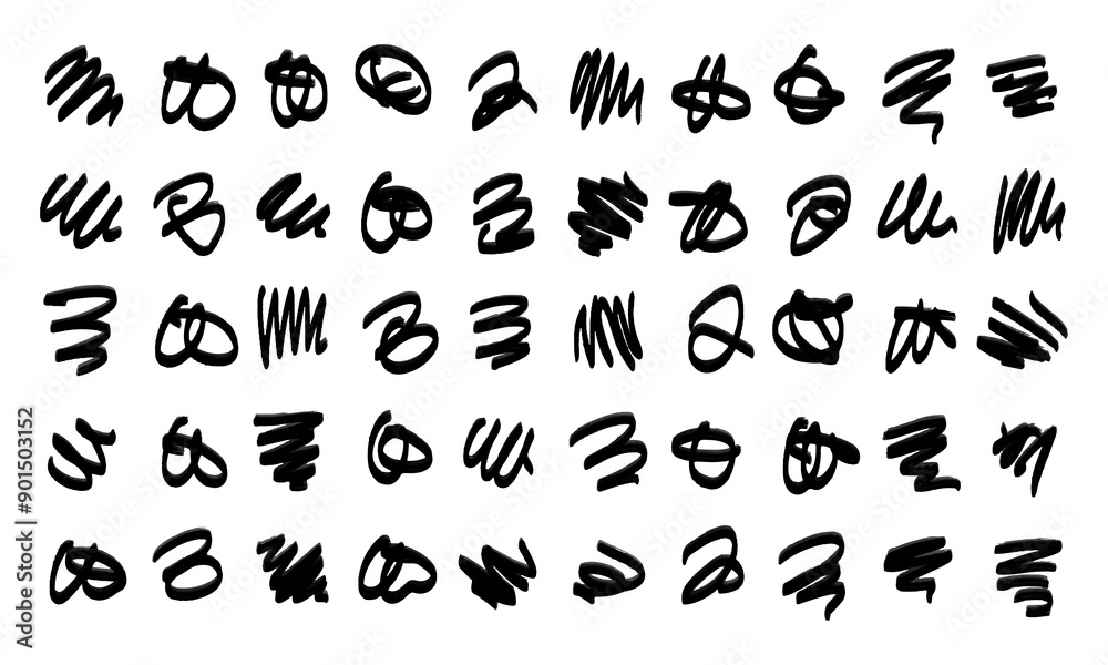 Fototapeta premium Fifty Simple Hand Drawn Doodles and Squiggles. Vector Set