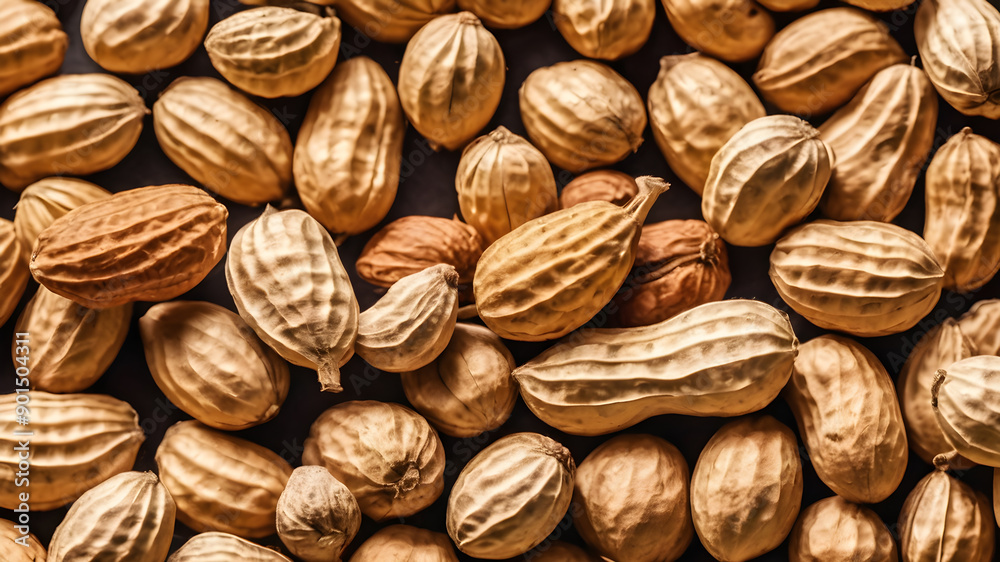 Top view peanuts on white background. Generative AI Top view peanuts on white background. Generative AI