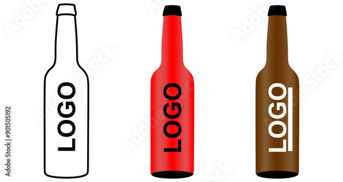 Vector Realistic 3d White, Silver, Black, Red, Blue Empty Glossy Metal Reusable Water Bottle with Silver Bung Set Closeup Isolated. Design template of Packaging Mockup. Front View