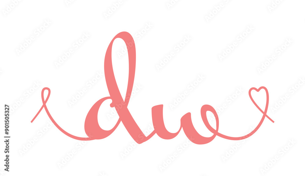 DW initial wedding monogram calligraphy vector illustration. Hand drawn lettering d and w love logo design for valentines day poster, greeting card