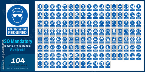 104 set ISO mandatory safety signs V85 size a4/a3/a2/a1 photo