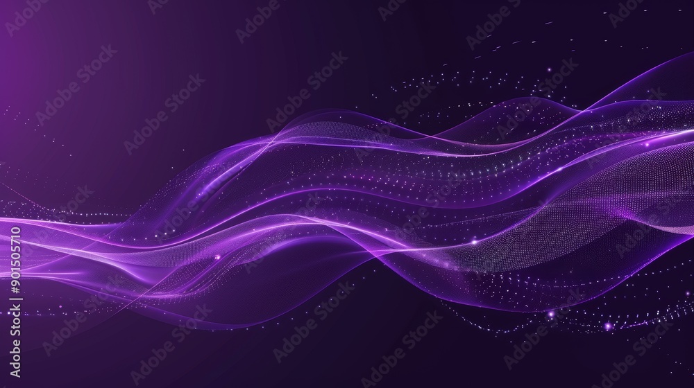 The abstract flow of particles in a modern cyber technology illustration. An abstract wave with moving dots. The abstract flow of particles in a modern cyber technology illustration. An abstract wave with moving dots.