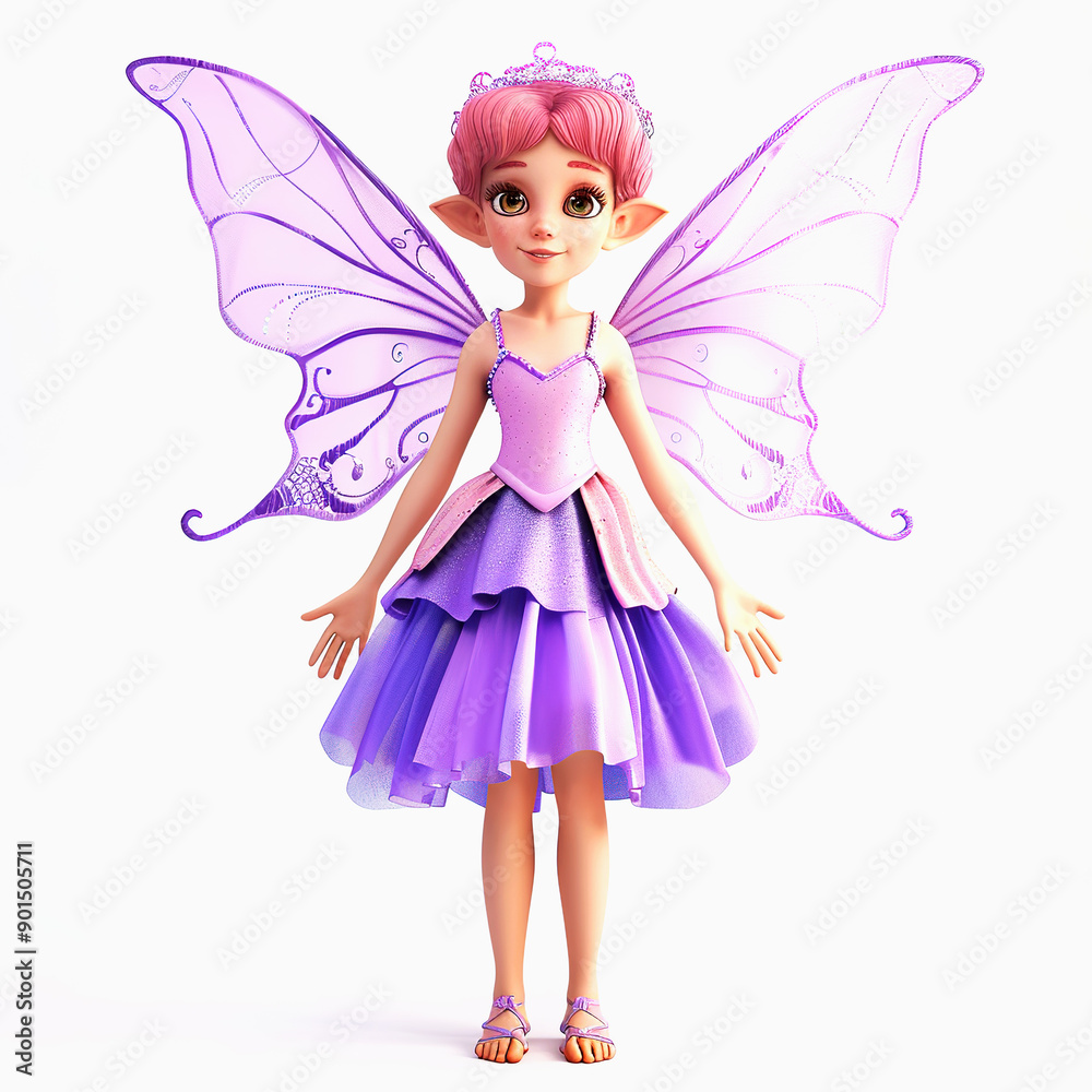 A Young Fairy with Purple Wings and Dress A Young Fairy with Purple Wings and Dress