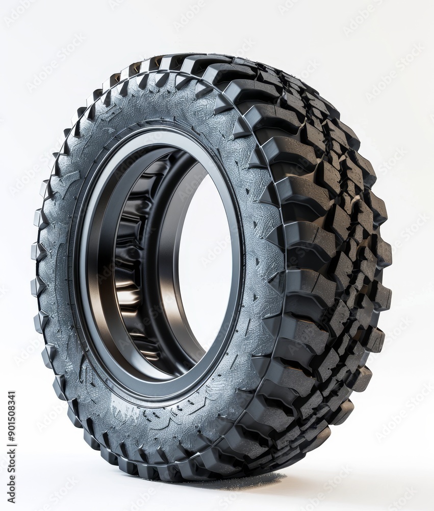 The tire of a winter or mud vehicle is isolated on a transparent background The tire of a winter or mud vehicle is isolated on a transparent background