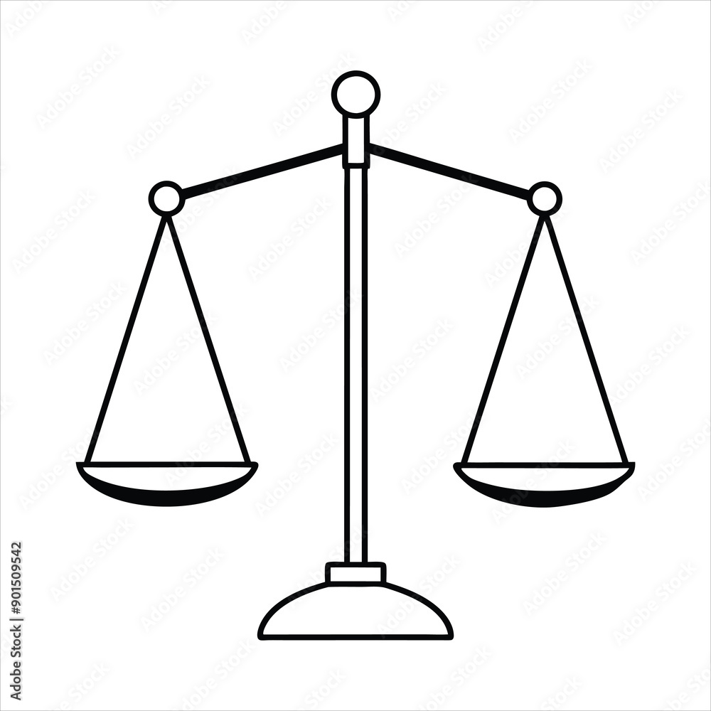 A balanced scale line art vector A balanced scale line art vector