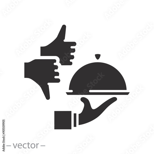 restaurant feedback icon, critic or review culinary, food like or dislike, flat vector illustration