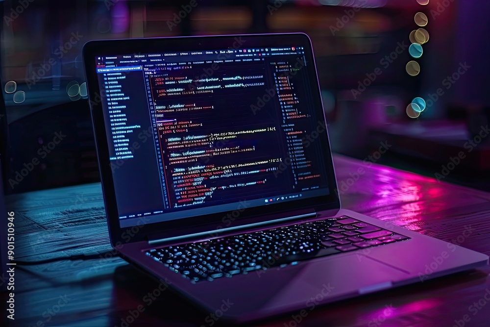 Software, web development, programming concept. Abstract Programming language and program code on screen laptop Software, web development, programming concept. Abstract Programming language and program code on screen laptop