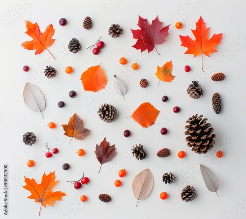 Autumnal Fruit and Pinecone Border