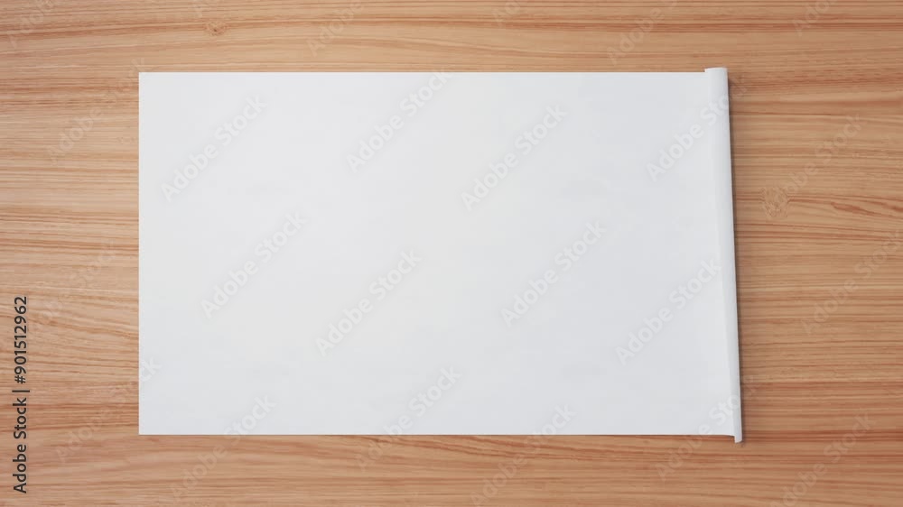 Top-Down View of Scroll Unfolding on Desk - Animation Top-Down View of Scroll Unfolding on Desk - Animation