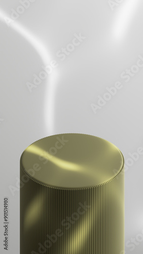 Minimalist Cylindrical Podium with Ribbed Surface for Modern Product Display - 3D Render for Showcase and Presentation