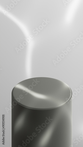 Minimalist Cylindrical Podium with Ribbed Surface for Modern Product Display - 3D Render for Showcase and Presentation