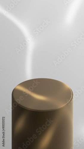 Minimalist Cylindrical Podium with Ribbed Surface for Modern Product Display - 3D Render for Showcase and Presentation