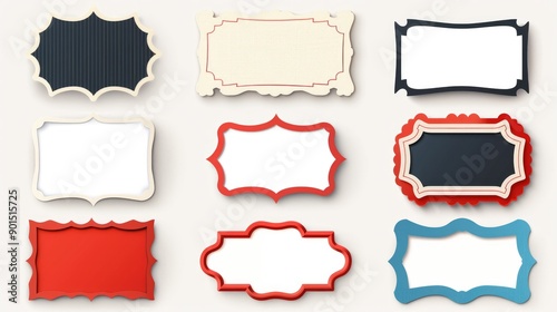 A creative set of vector coupon frames in various shapes such as rectangular, square, and irregular, with features like jagged, wavy, and zigzag edges. Ideal for price labels and promotional offers.