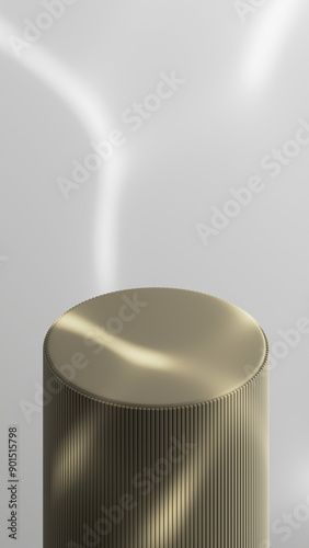Minimalist Cylindrical Podium with Ribbed Surface for Modern Product Display - 3D Render for Showcase and Presentation