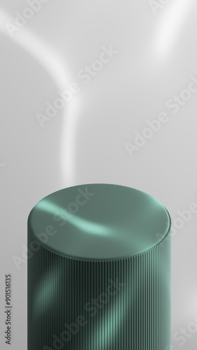 Minimalist Cylindrical Podium with Ribbed Surface for Modern Product Display - 3D Render for Showcase and Presentation
