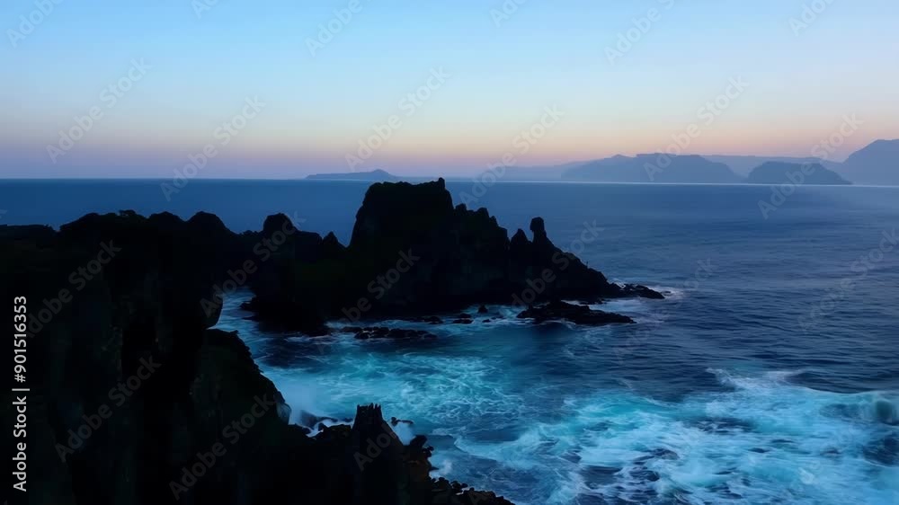 Marveling at the untouched beauty of the rugged islands at dusk with no signs of human life to disrupt the natural landscape.