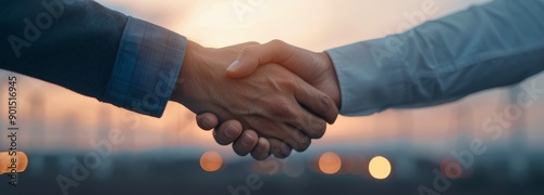 Business Handshake at Sunset