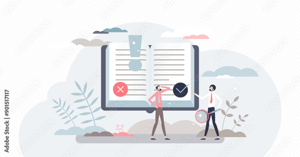 © VectorMine - Fact research and fake news analysis to check information truth tiny person concept, transparent background.Myth, propaganda recognition from quality and accurate media illustration. © VectorMine - Fact research and fake news analysis to check information truth tiny person concept, transparent background.Myth, propaganda recognition from quality and accurate media illustration.