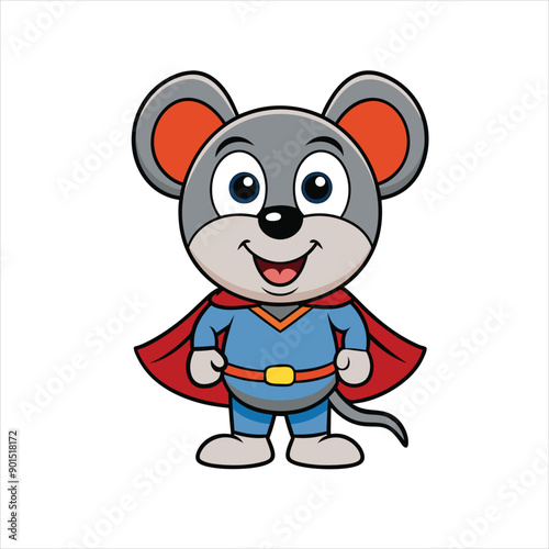 Cute Mouse Superhero Cartoon Character Illustration for Kids