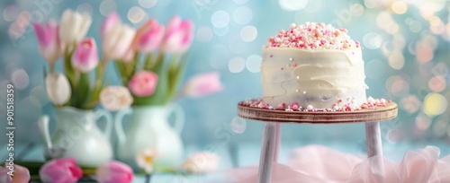 Easter Cake With Sprinkles and Candy Eggs