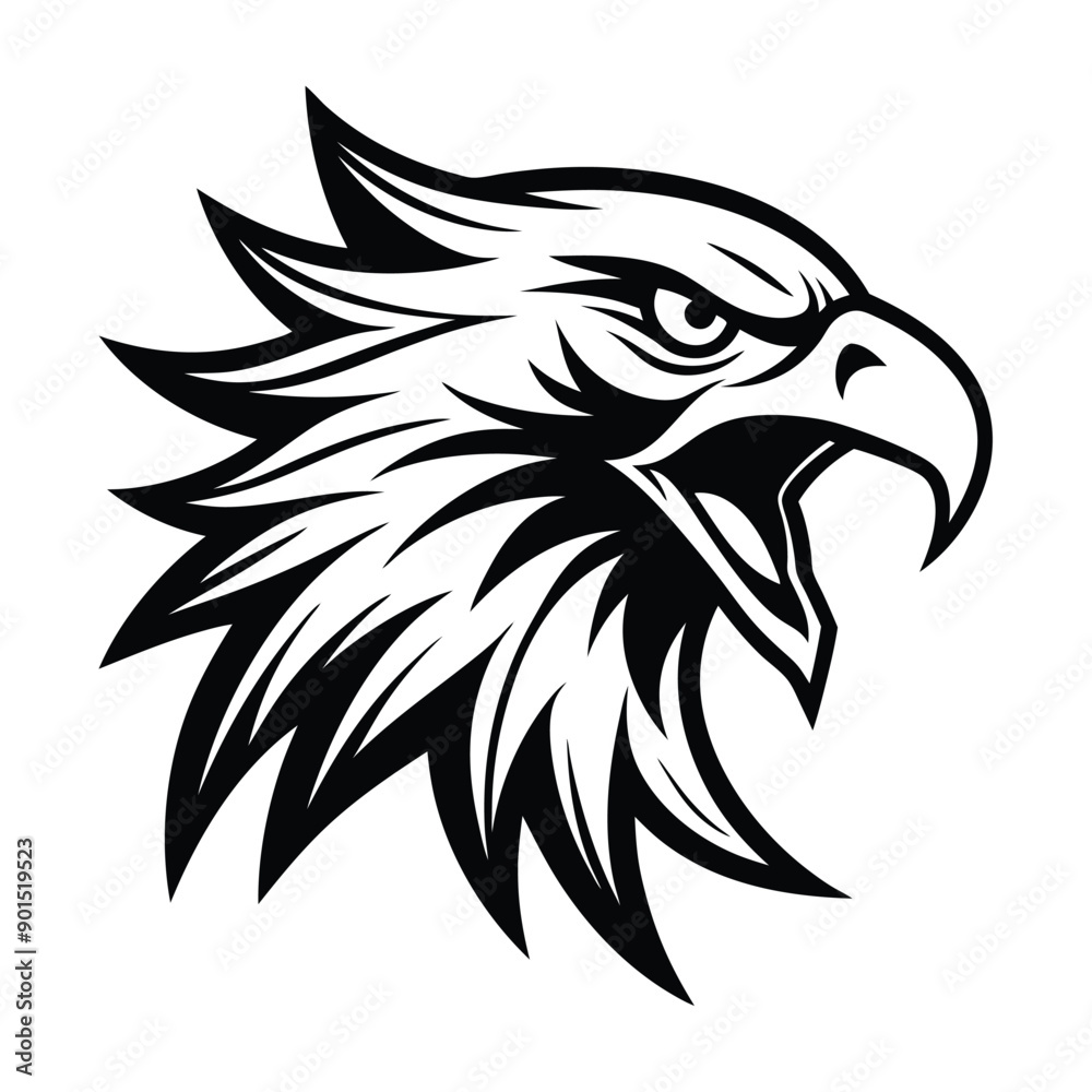 Obraz premium Aggressive Eagle minimalist logo black vector