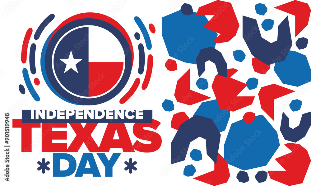 Obraz premium Texas Independence Day. Texas flag. Lone star flag. Freedom holiday in Unites States, celebrated annual in March. Patriotic vector poster. Creative illustration