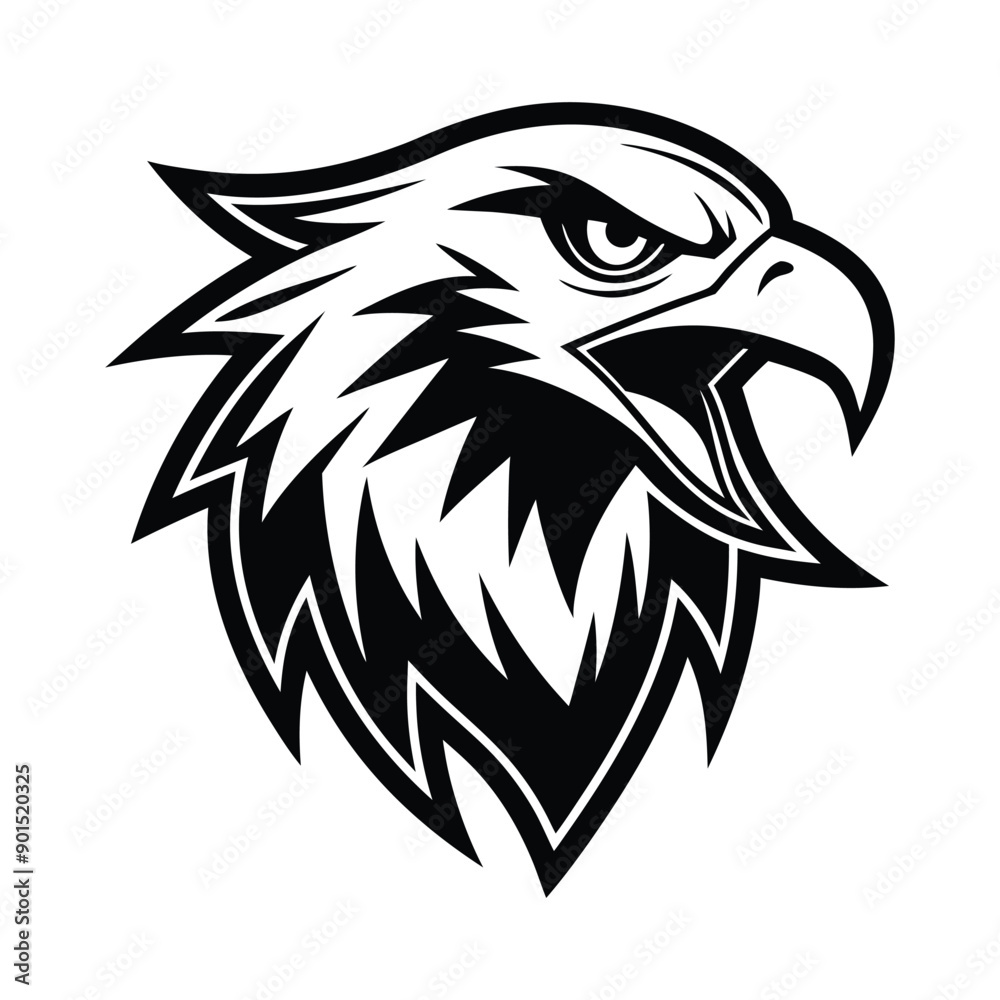 Obraz premium Aggressive Eagle minimalist logo black vector