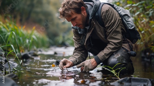 An ecologist studying the impact of pollution on wildlife, environmental science