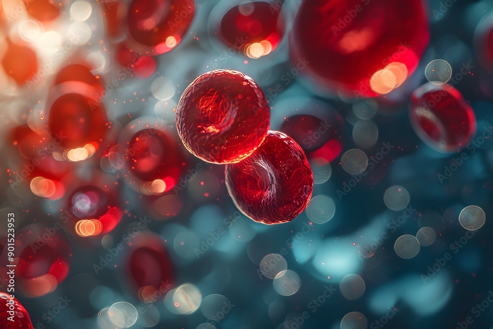 Fototapeta premium Stunning Visualization of Red Blood Cells in Motion