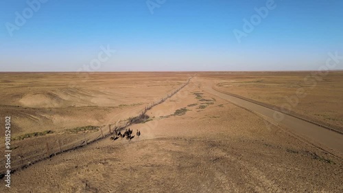 Flying over dingo fence used to keep out dingoes in South Australia