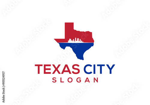vector design of city building logo and map of texas.