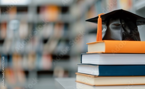 Graduation Cap on Stack of Books