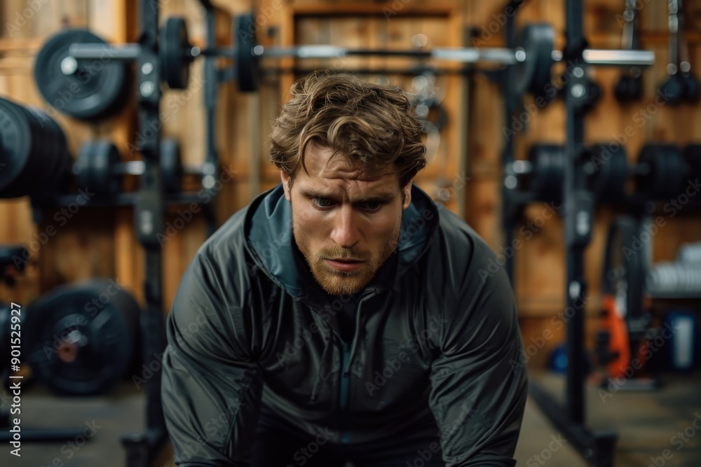 A focused man in a gray hoodie bends forward during an intense workout session in the gym, surrounded by various fitness equipment, showcasing determination and strength. A focused man in a gray hoodie bends forward during an intense workout session in the gym, surrounded by various fitness equipment, showcasing determination and strength.