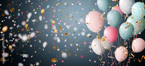Colorful Balloons and Confetti