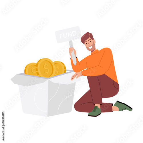 A flat character illustration of funds  

