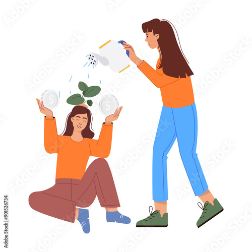 A flat style illustration of financial growth  

