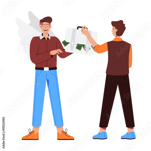 A flat character illustration of financial partners 

