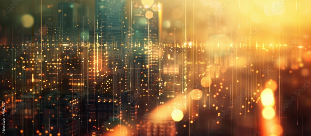 Obraz premium Cityscape background with abstract light elements providing copy space image