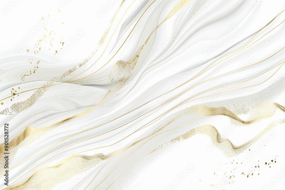 Fototapeta premium The background is a grey liquid marbled watercolor with golden lines. A pastel luxury monochrome fluid epoxy rubber drawing effect. A modern illustration of alcohol ink design template for banners