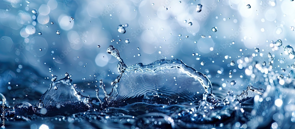Blue toned water splash in a photograph with copy space image Blue toned water splash in a photograph with copy space image