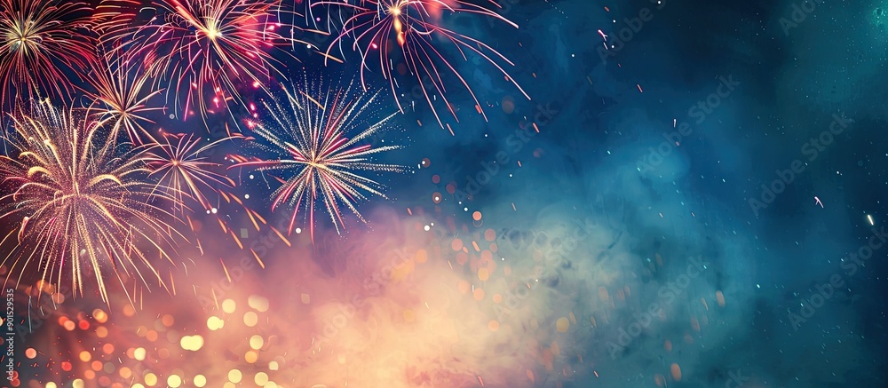 Vibrant fireworks against a dark sky with copy space image for New Year s party countdown Vibrant fireworks against a dark sky with copy space image for New Year s party countdown