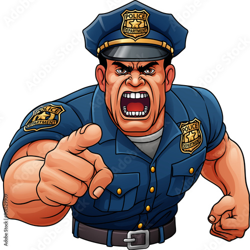 A policeman angry police man cartoon character cop illustration