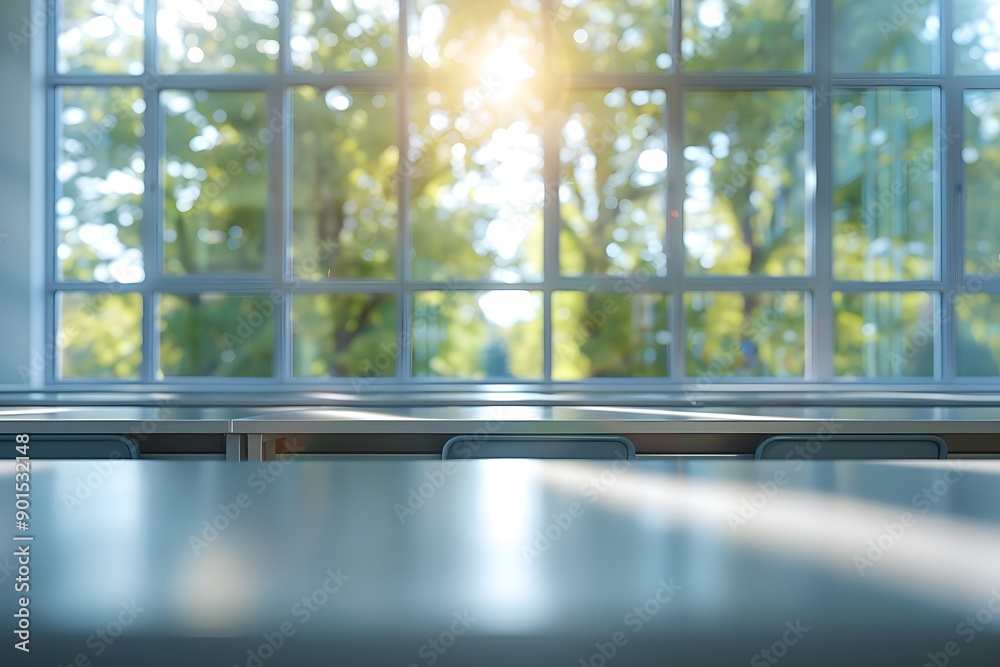 Bright and Inviting Classroom with Sunlight Streaming Through Large Windows Bright and Inviting Classroom with Sunlight Streaming Through Large Windows