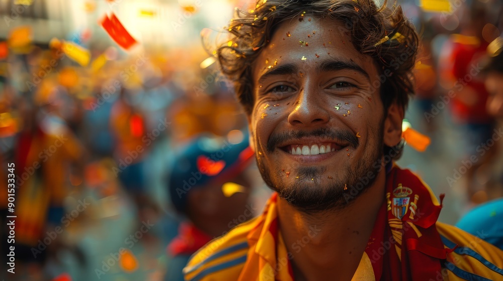 Joyful Celebration of National Pride During Colorful Festival in Vibrant City Streets. Generative AI Joyful Celebration of National Pride During Colorful Festival in Vibrant City Streets. Generative AI