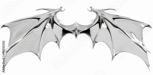 A 3D rendering of an abstract cyber sigil on a metallic melted modern burn shape, design element.