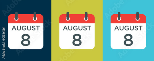 calendar - August 8 icon illustration isolated vector sign symbol