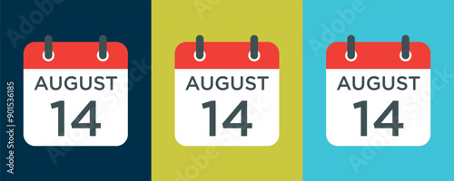 calendar - August 14 icon illustration isolated vector sign symbol