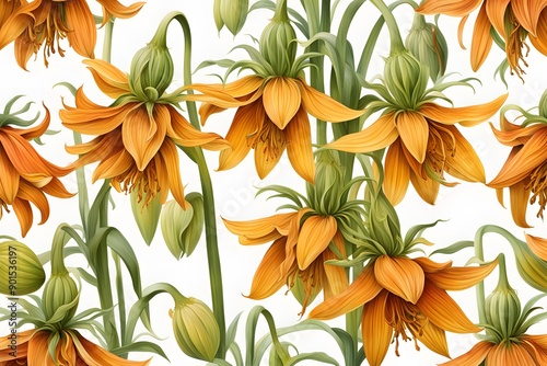 Crown imperial flowers on white background, Ai Generated photo