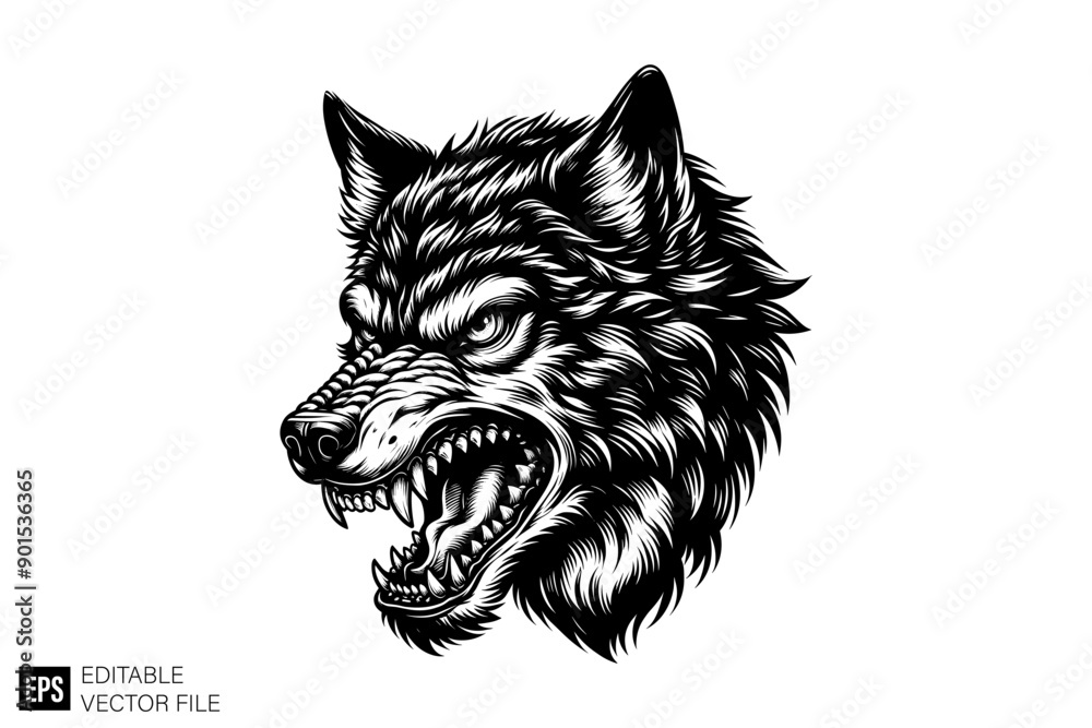Wolf head black and white silhouette graphic clip art vector design Wolf head black and white silhouette graphic clip art vector design