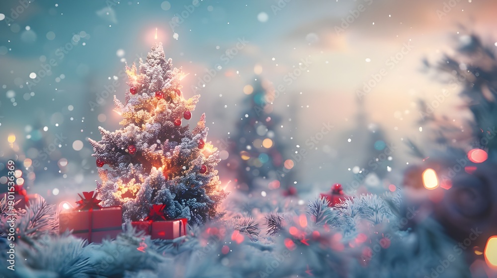 Fototapeta premium A christmas decoration illustration image background. Generative AI.